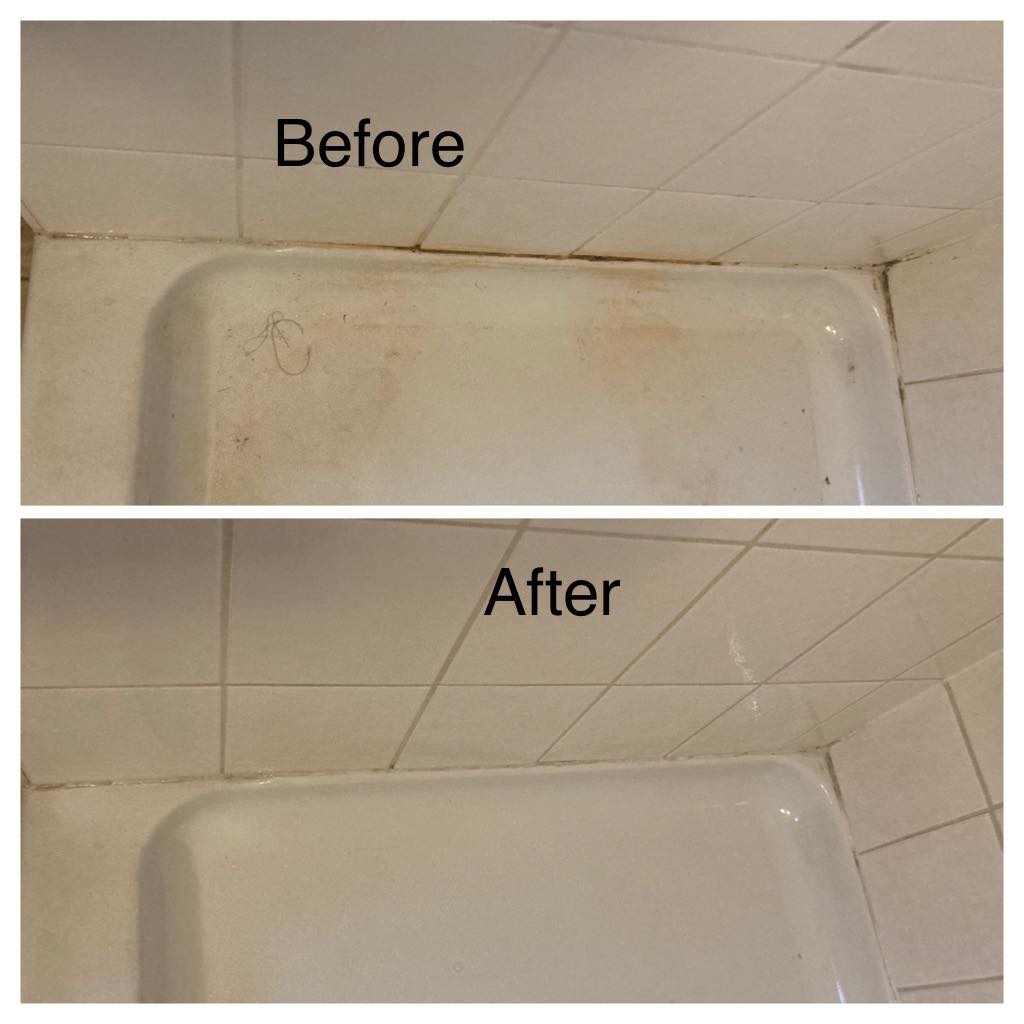 Grout cleaning before and after comparison